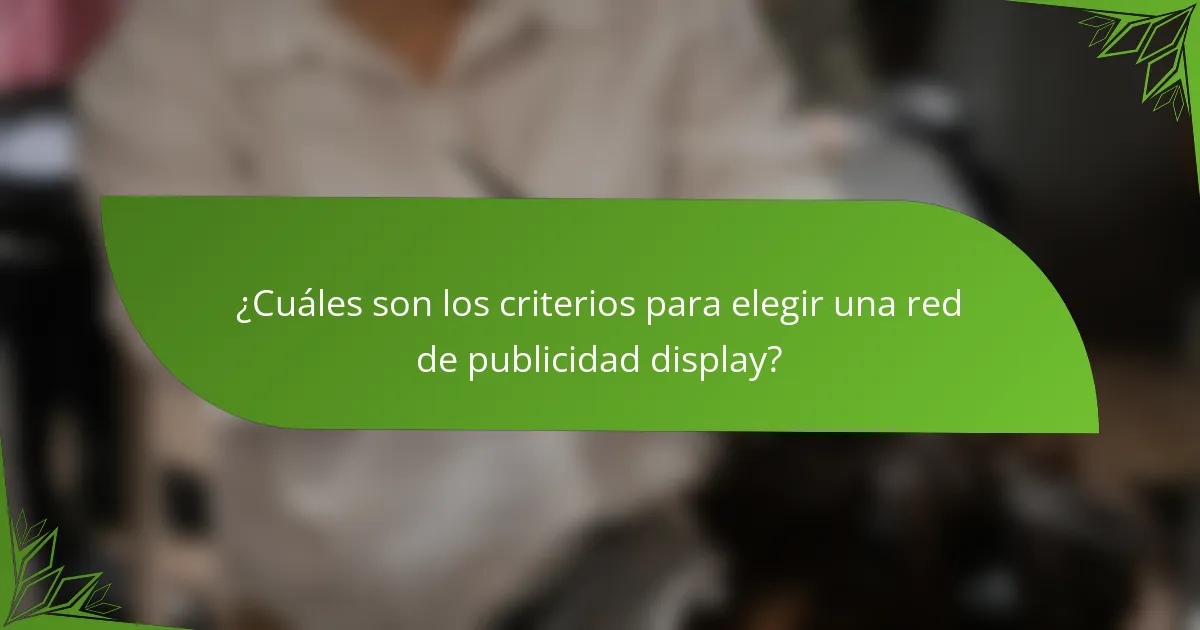 ¿Cuáles son los criterios para elegir una red de publicidad display?