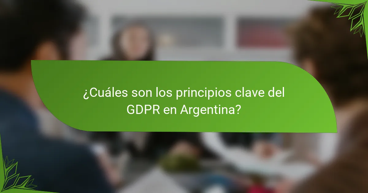 ¿Cuáles son los principios clave del GDPR en Argentina?